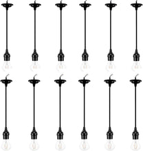 Load image into Gallery viewer, Traditional 12-Pack Pendant Light Kit - Black Hanging Lamps for Dining Spaces