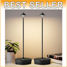 Load image into Gallery viewer, 2-Pack Cordless Rechargeable LED Table Lamp with Adjustable Brightness - Black