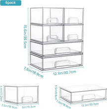 Load image into Gallery viewer, Clear Stackable Organizing Drawers - Set of 6 for Kitchen, Bathroom, and Beyond