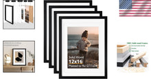 Load image into Gallery viewer, Set of 4 Elegant Solid Wood 12x16 Picture Frames - Lightweight Black Design