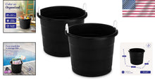 Load image into Gallery viewer, Large 17 Gallon Utility Tubs - Stylish Black Buckets with Rope Handles, Set of 2