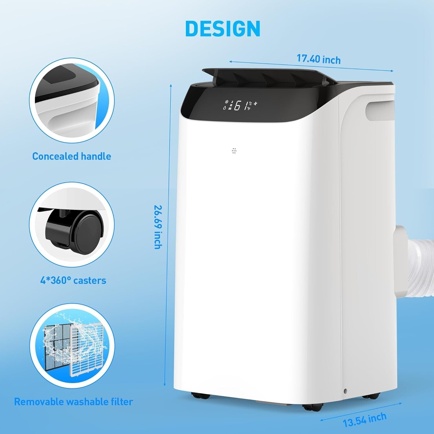 14,000 BTU Energy-Saving Portable Air Conditioner - 700 Sq.Ft Cooling Power