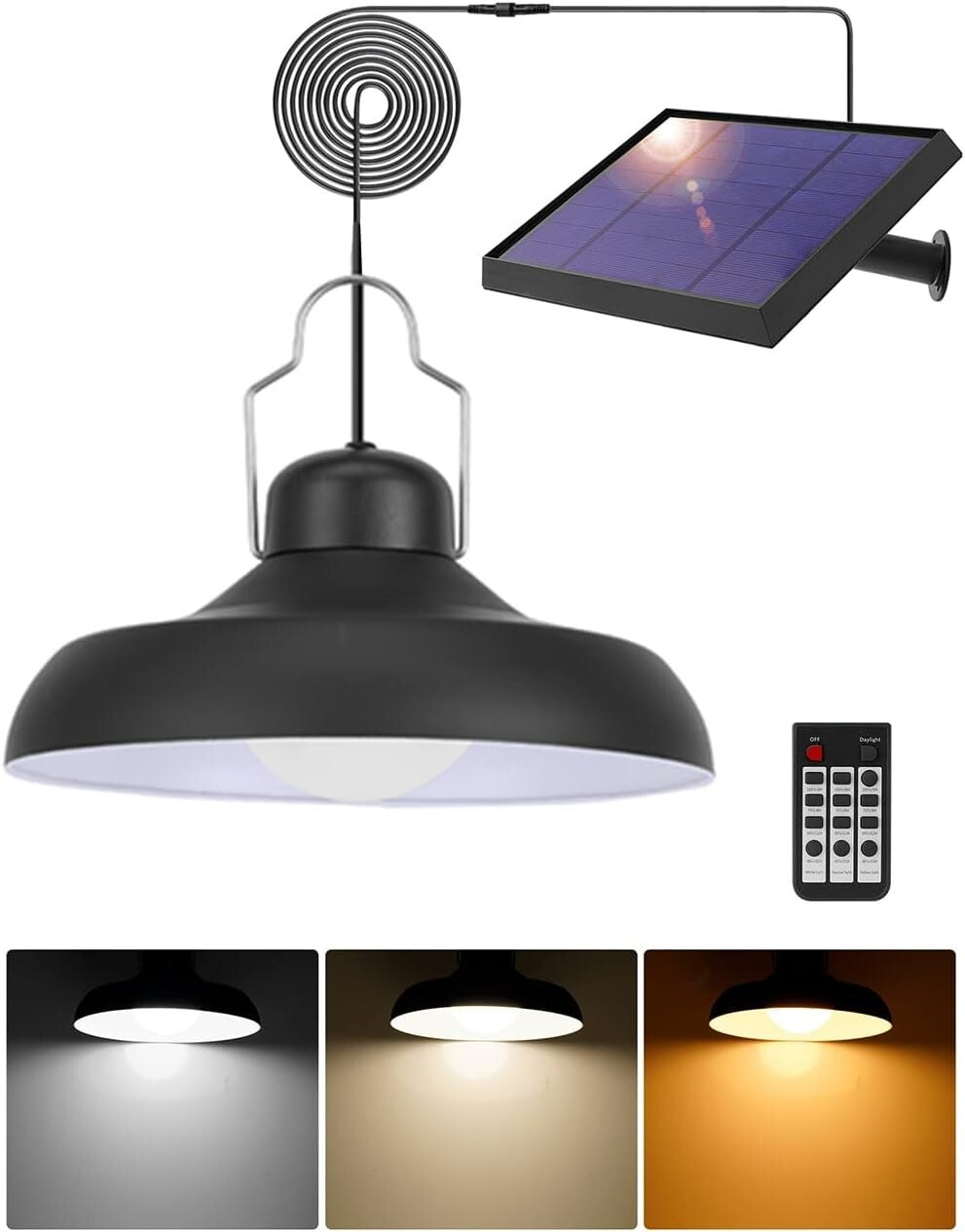 Adjustable Color Temperature Solar Pendant Light - Remote-Controlled & Dimmable