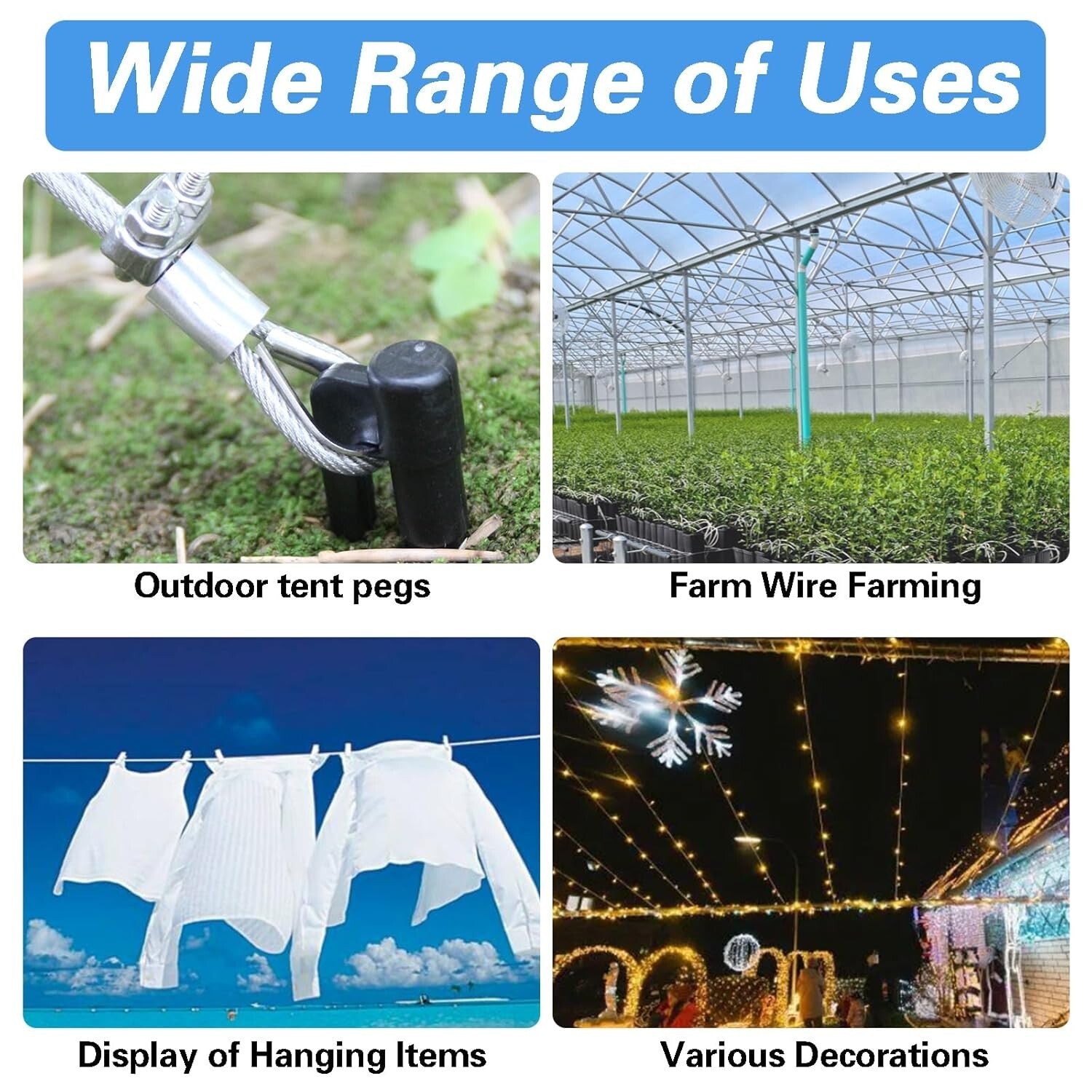 Durable Vinyl Coated 200FT Wire Rope Kit - Ideal for Garden and Outdoors