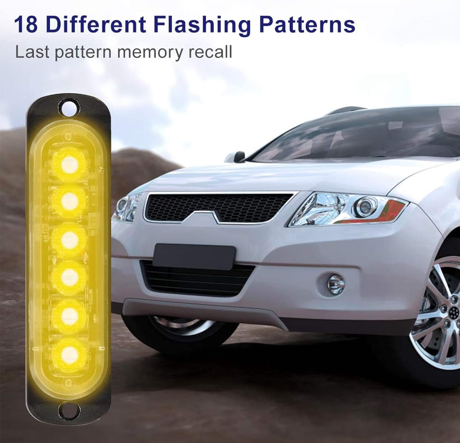Multi-Pattern Amber Strobe Lights Kit - 12 Waterproof LEDs for All Vehicles