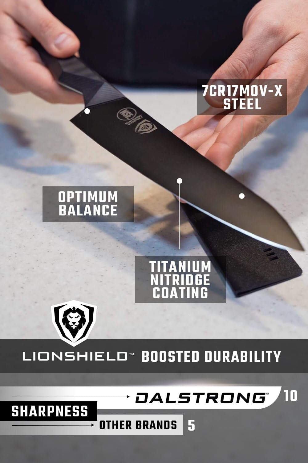 Premium 8-Inch Chef's Knife with Ergonomic G10 Handle - Black Titanium Finish