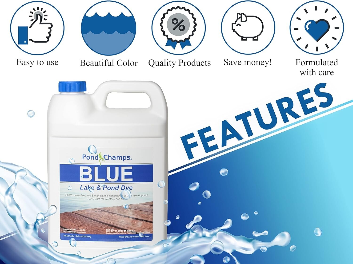 Royal Blue Pond Dye - 4 Gallon Value Pack for Healthy Fish and Vibrant Waters
