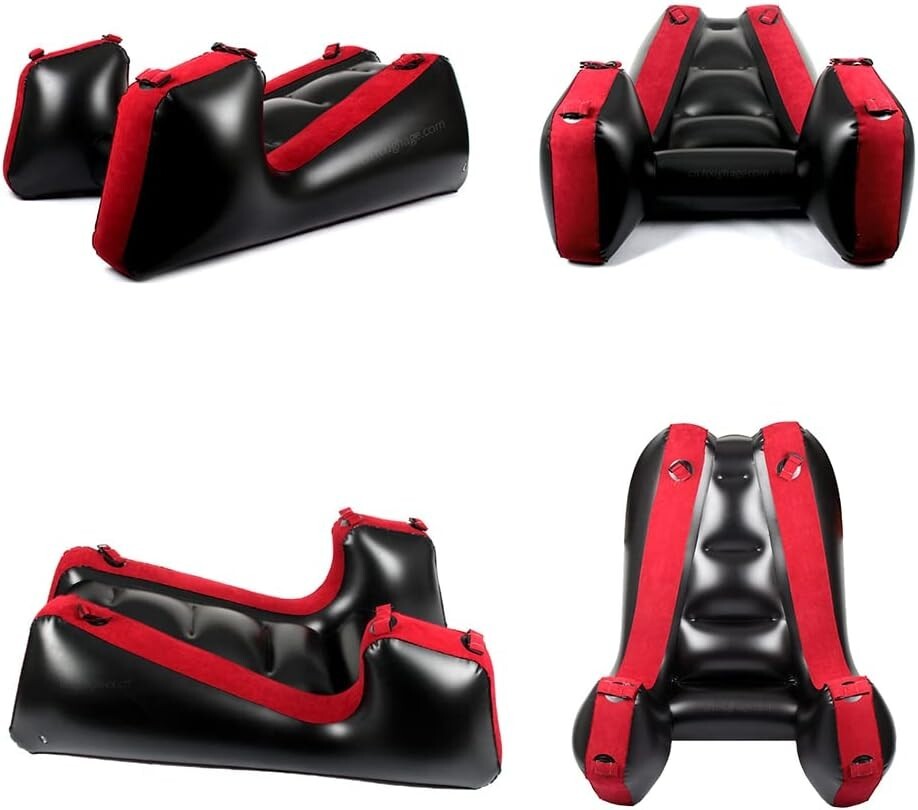 Portable Inflatable Lounge Chair in Red - Foldable Sofa for Bedroom Relaxation