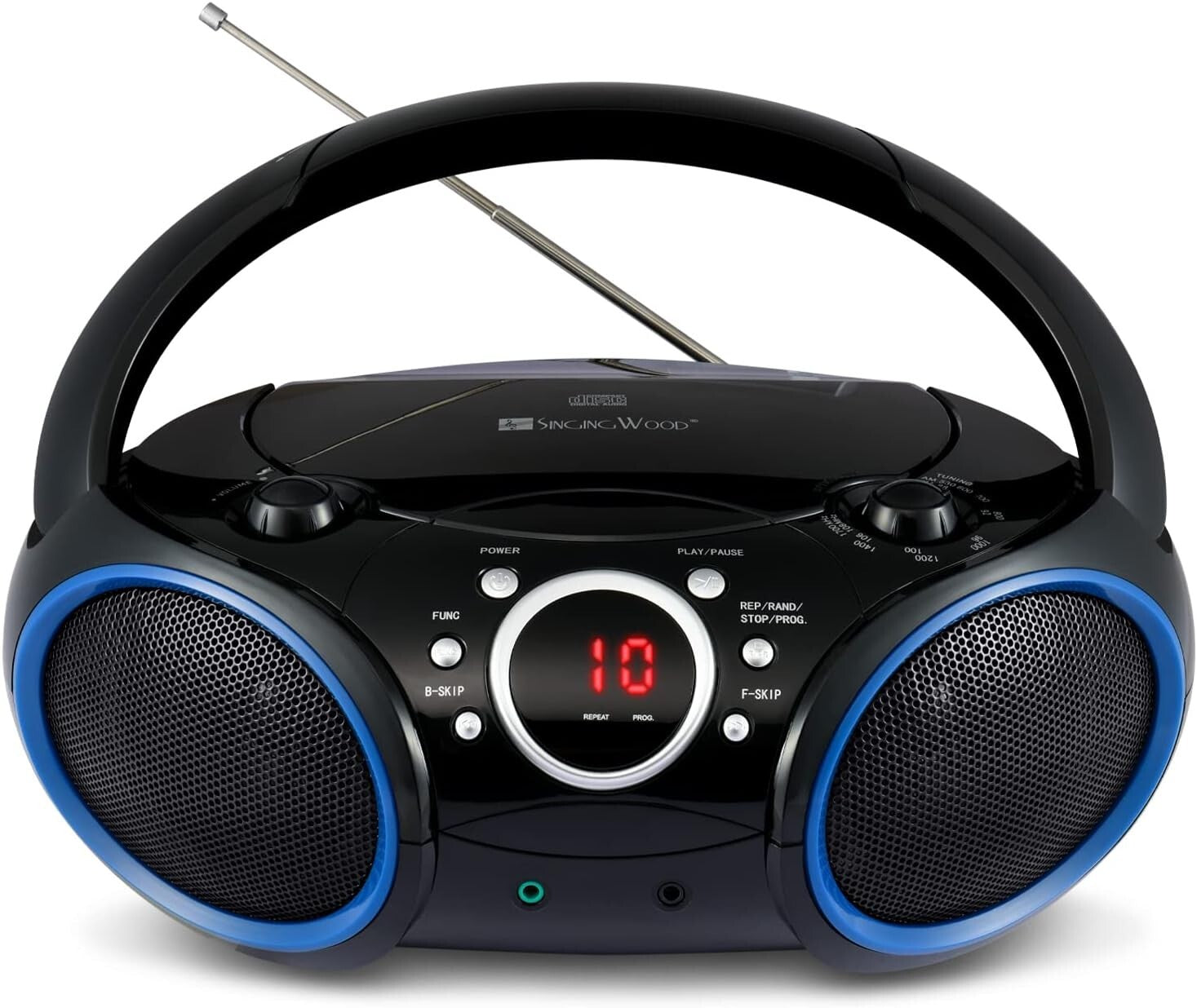 030C Portable CD Player Boombox with AM/FM Radio & Aux for Easy Connectivity