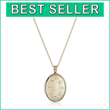 Load image into Gallery viewer, Personalized Oval Locket Necklace - Handcrafted, Engravable 18" Gold Pendant