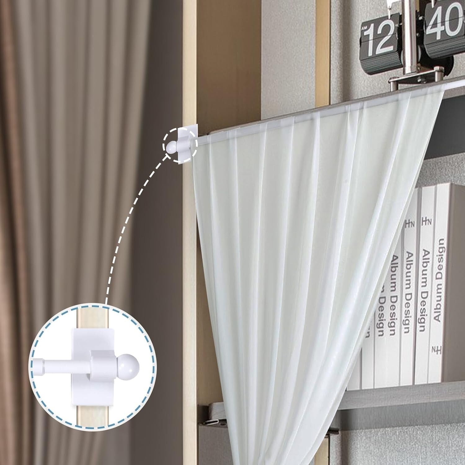 4 Pack Adjustable Magnetic Curtain Rods for Metal Doors - Elegant Home Decor
