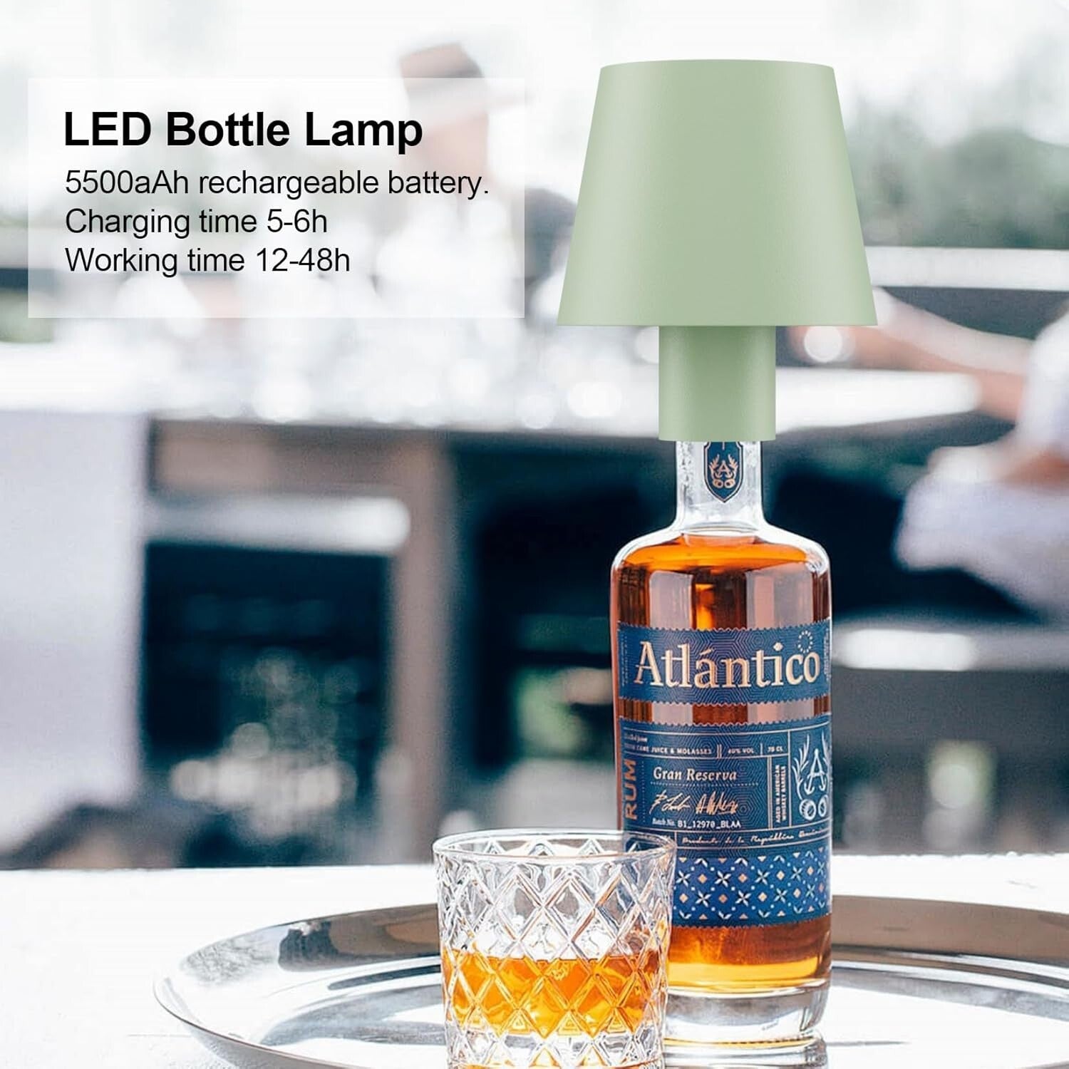 Battery Powered 2 Pack Green LED Bottle Lamp - Perfect for Dining & Outdoor Use