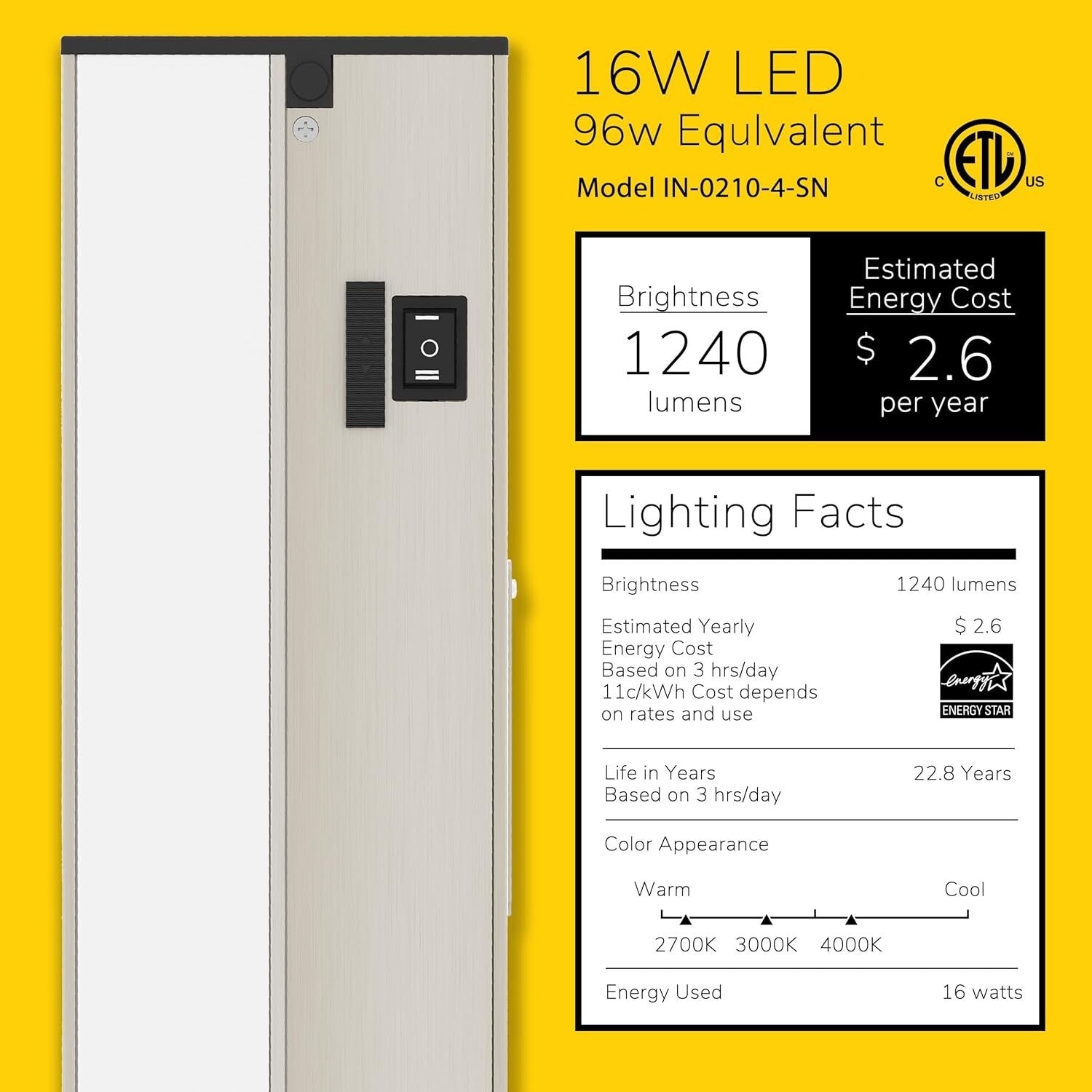 32-Inch Slim LED Under Cabinet Lighting - Dimmable, ETL Listed, Stylish Design