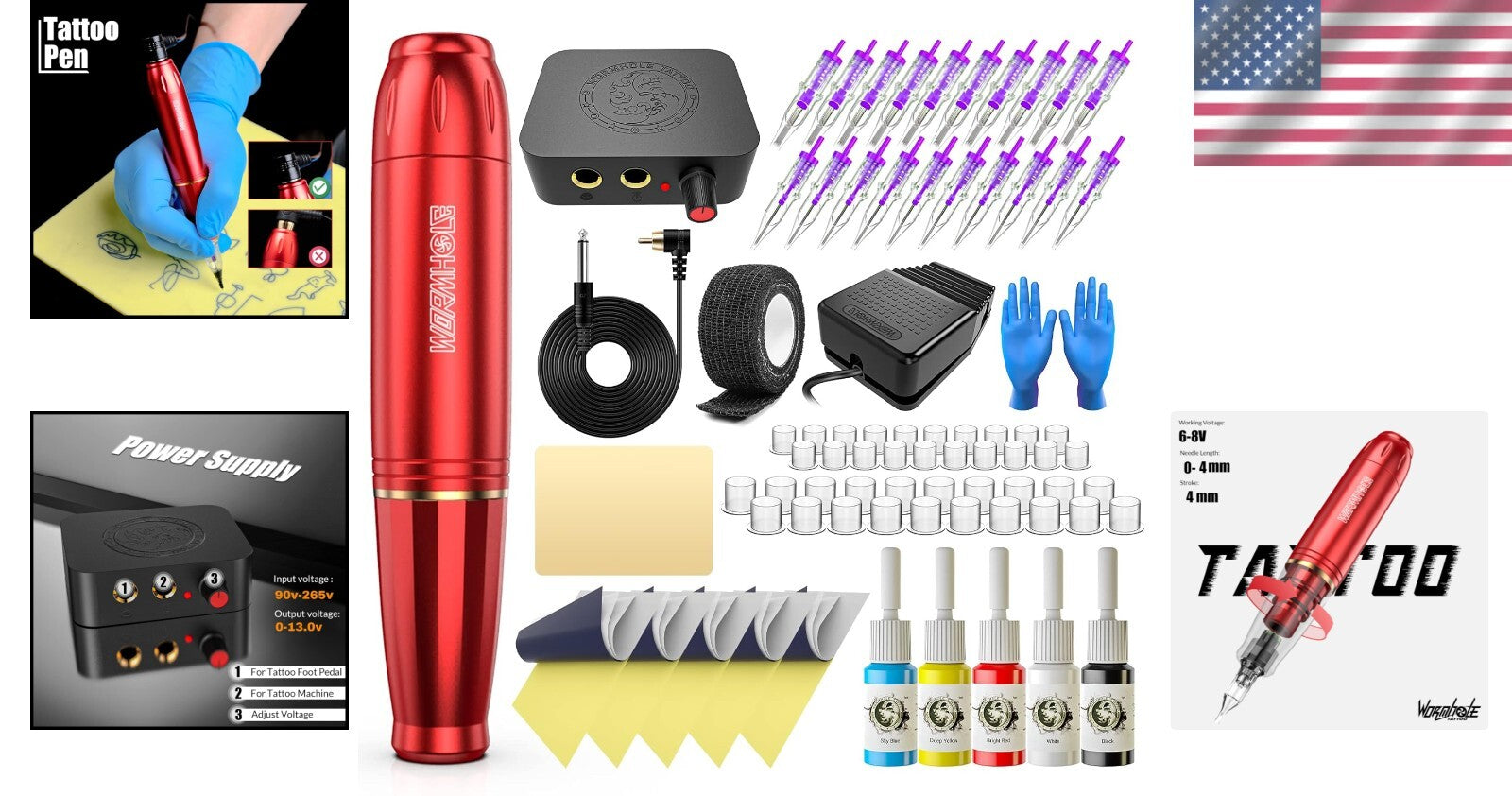 Beginner-Friendly Tattoo Gun Kit - Compact Rotary Pen with Complete Supplies