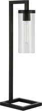 Load image into Gallery viewer, Sleek and Elegant 26" Tall Table Lamp - Blackened Bronze with Seeded Glass Shade