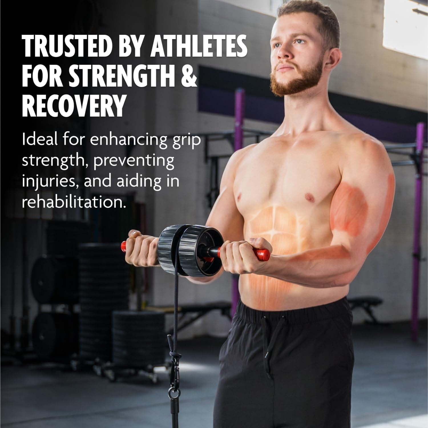 Durable Forearm Roller with Non-Slip Grip - Ideal for Rehab & Strength Training