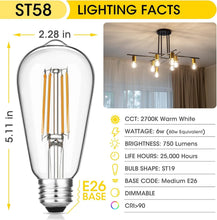 Load image into Gallery viewer, Warm White Dimmable LED Edison Bulbs – 12 Vintage Style, E26 Base, 750 Lumens