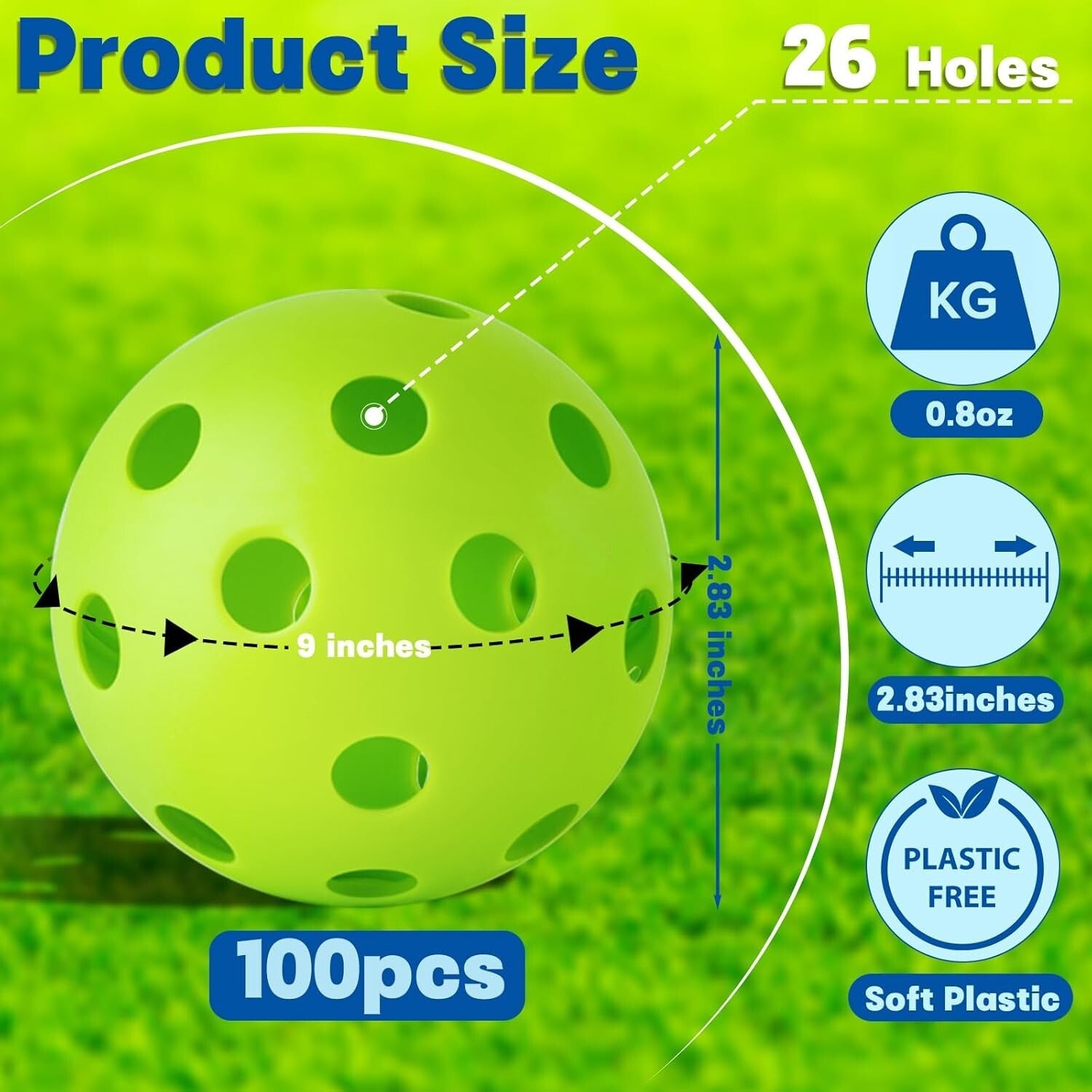 100 Pack Lightweight Plastic Baseball Training Balls with Drawstring Bag