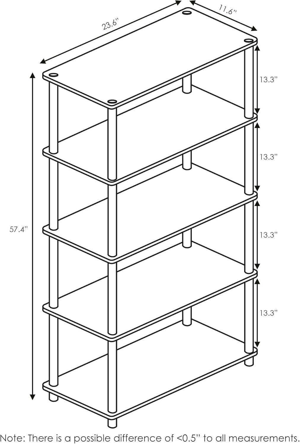 Space-Saving 5-Tier Storage Shelf with Easy Assembly - Ideal for Any Room
