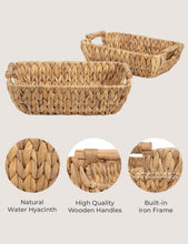 Load image into Gallery viewer, Rustic Water Hyacinth Baskets with Wooden Handles - Perfect for Any Room, 2-Pack