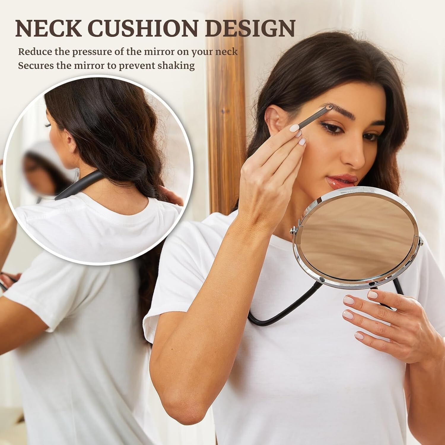 Durable Alloy Steel 6" Double Sided Makeup Mirror with Ergonomic Neck Design