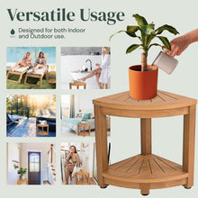 Load image into Gallery viewer, Modern Brown Waterproof Shower Stool with Adjustable Legs and Corner Shelf