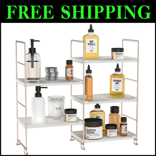 Elegant 3-Tier Bathroom Organizer - Modern Vanity and Spice Rack in Rose Gold