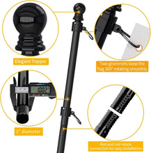 Load image into Gallery viewer, Flag Pole Kit - 2 x 6 FT Stainless Steel Tangle-Free Poles for All Weather Use