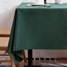 Load image into Gallery viewer, Hunter Green Rectangular Tablecloth 57x118” - Spill-Resistant Farmhouse Charm
