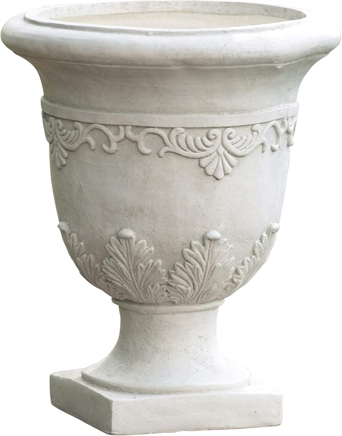 Weather-Resistant 20" Moroccan Stone Planter Urn for Traditional Garden Elegance