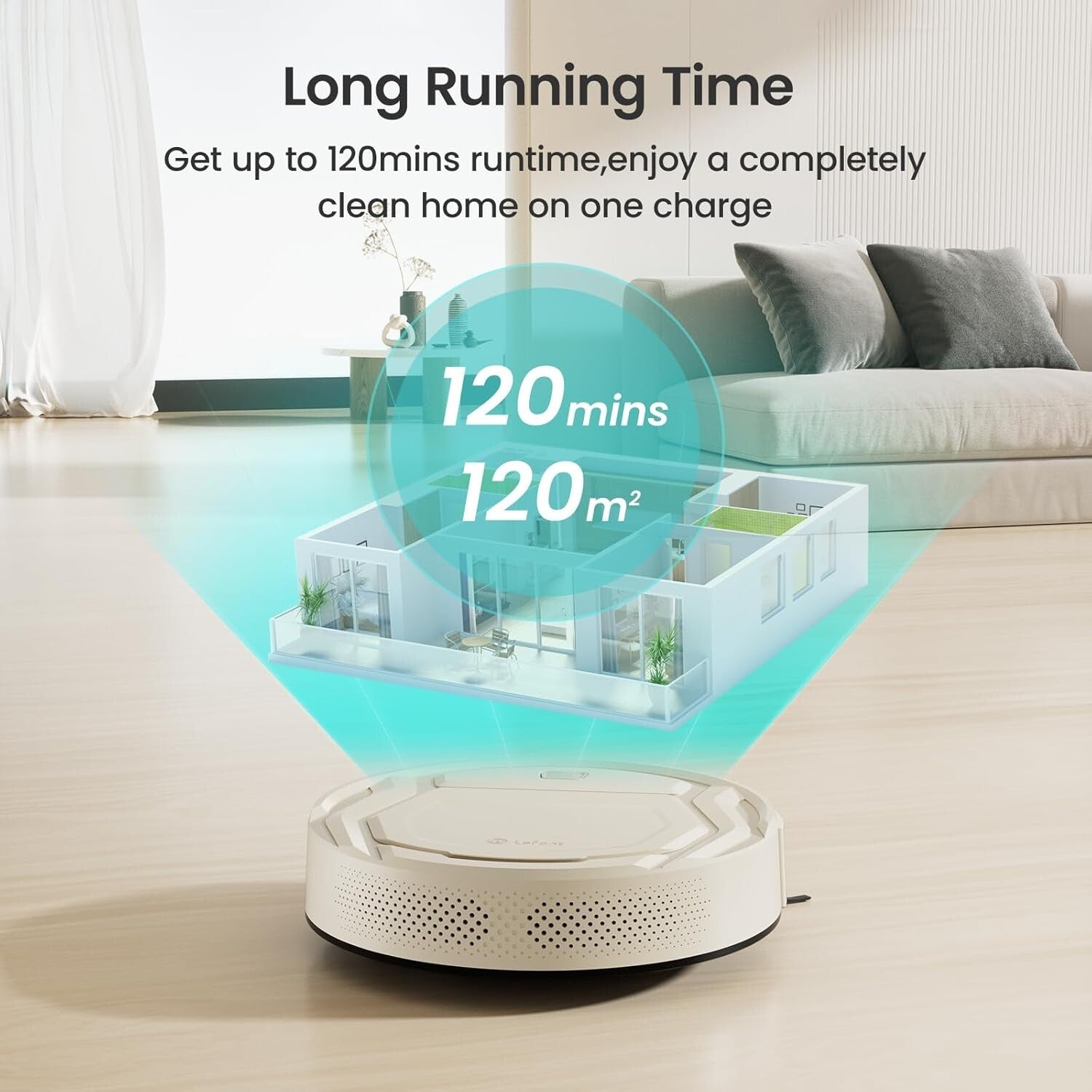 Slim Robotic Vacuum Cleaner with 2200Pa Suction - Ideal for Pet Hair & Carpets
