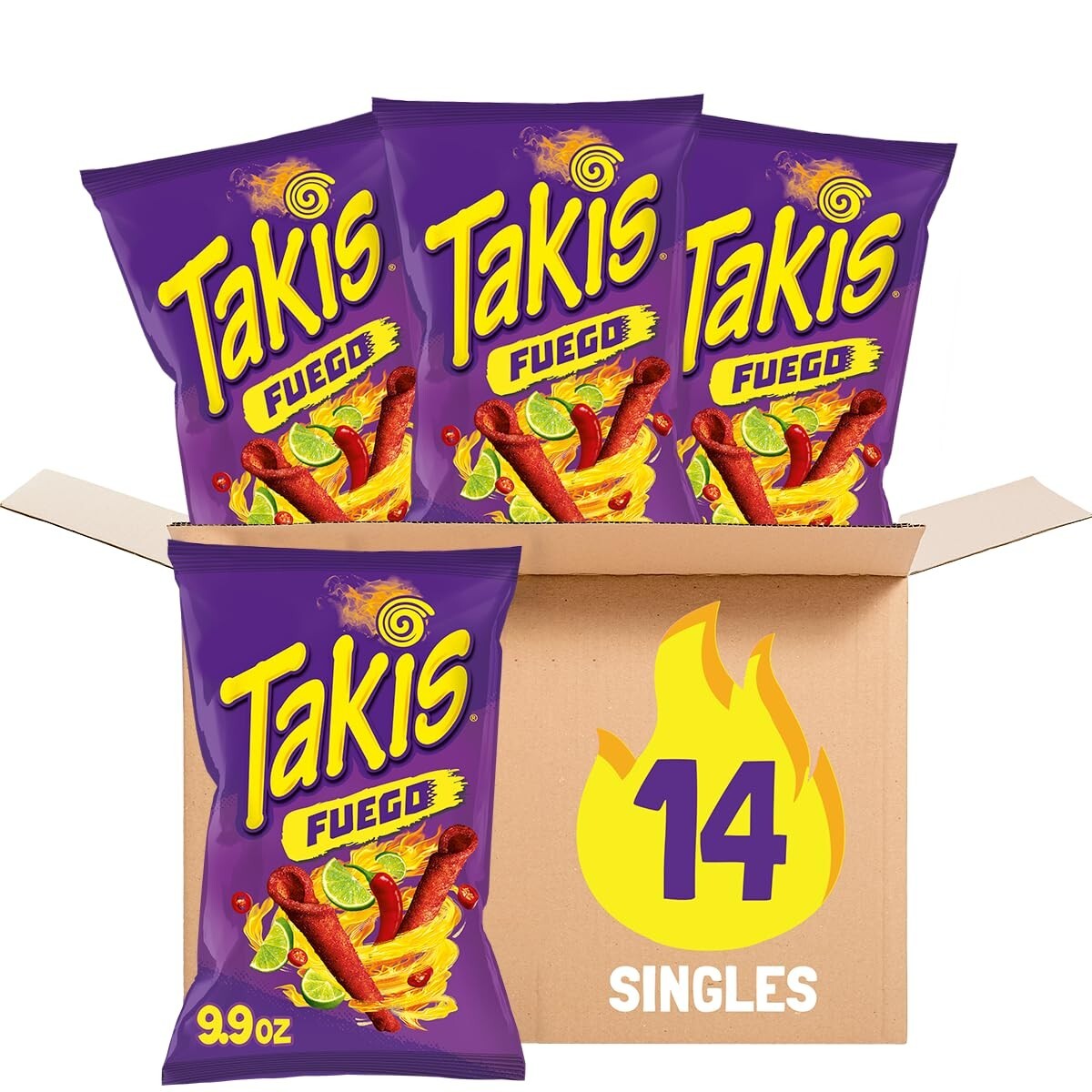 Fuego Tortilla Chips: 14 ct Extreme Chili & Lime Flavor for Group Snacking