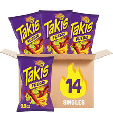 Load image into Gallery viewer, Fuego Tortilla Chips: 14 ct Extreme Chili &amp; Lime Flavor for Group Snacking
