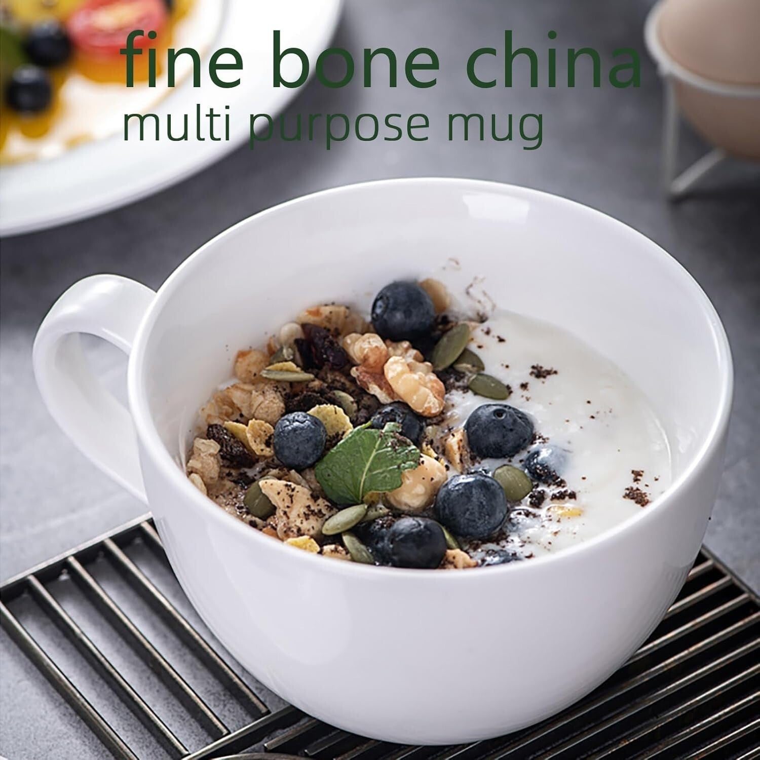 Versatile 4-Piece Bone China Cereal Mug Set - Ideal for Coffee & Snacks
