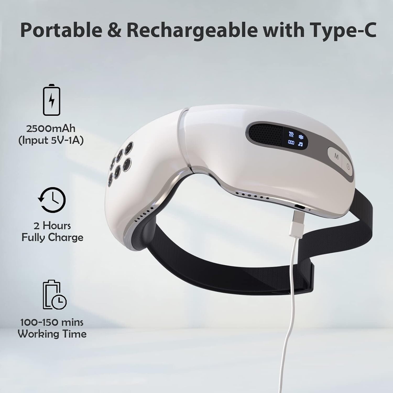 Rejuvenating Eye Massager with Heat & Cooling, Bluetooth for Migraines Relief