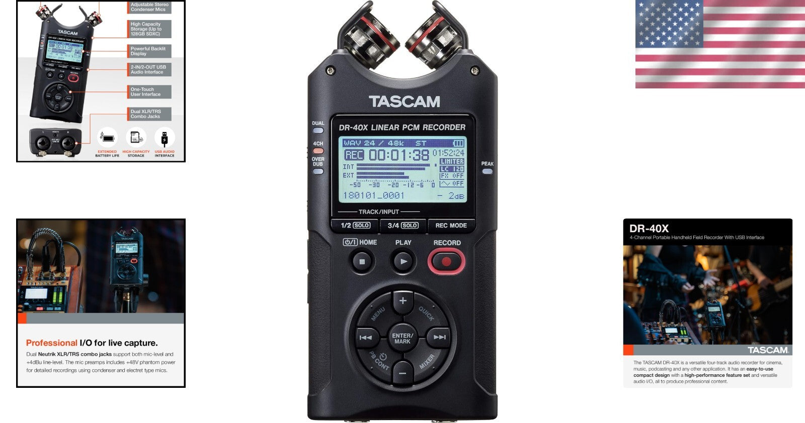 Compact 4-Channel Portable Recorder with USB Interface for Professional Sound