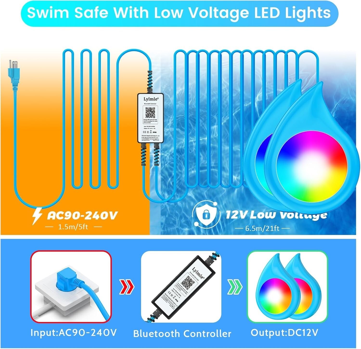 Brighten Your Pool: 50W Magnetic LED Lights with APP Control & Easy Install