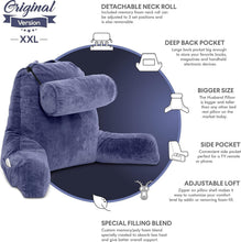 Load image into Gallery viewer, Versatile XXL Dark Blue Reading Pillow with Neck Support - Perfect for Lounging