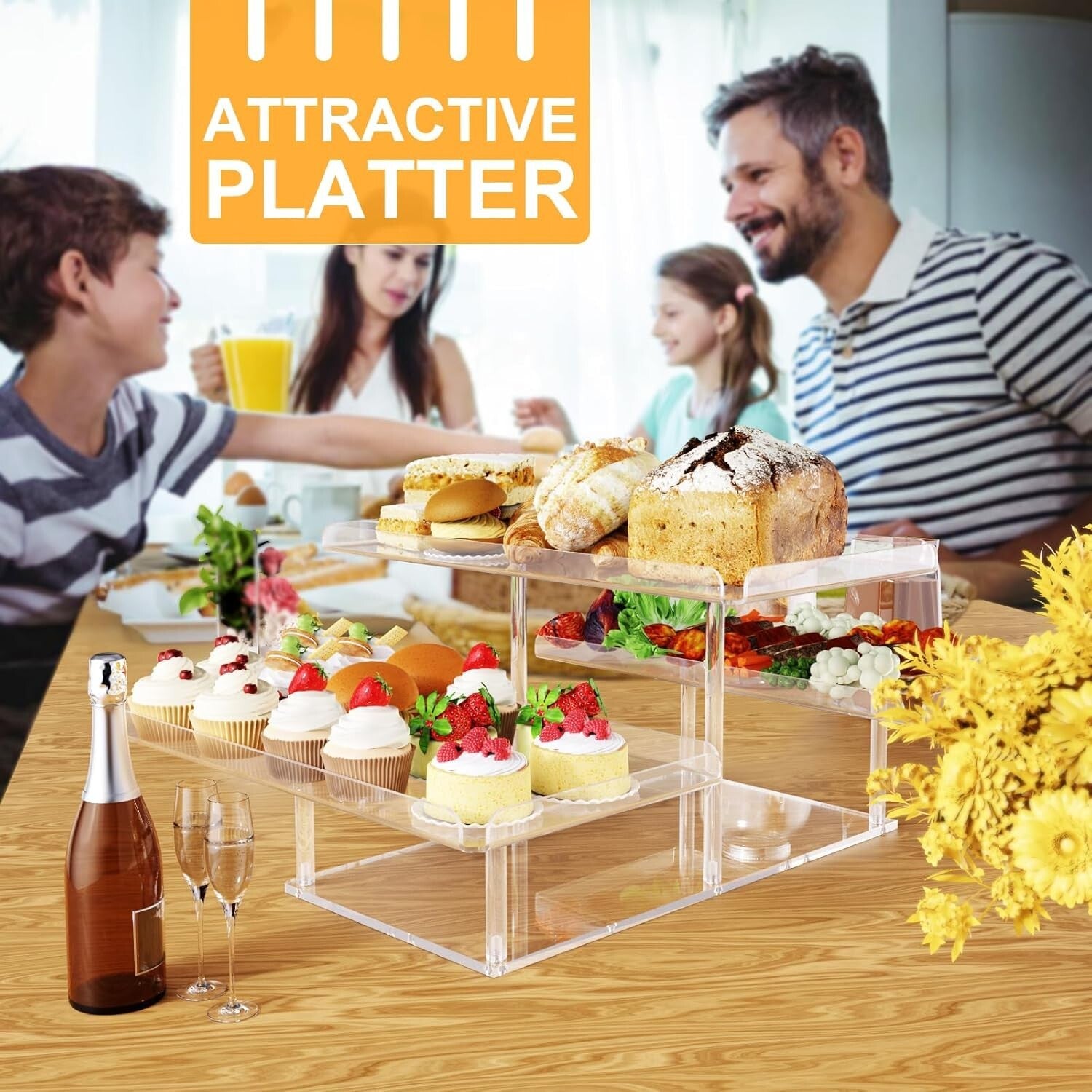 Acrylic Buffet Dessert Risers - 3-Tier Cake Stand for Tea Parties & More