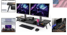 Load image into Gallery viewer, 42.5 Inch Ergonomic Dual Monitor Riser - Stylish Desktop Organizer with Storage
