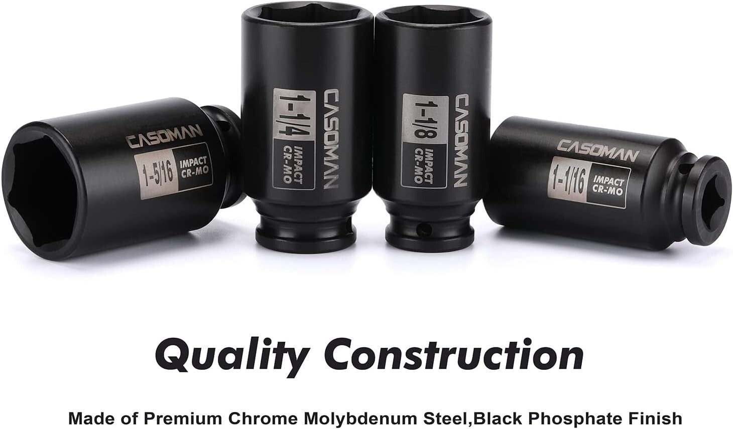 Durable 1/2-Inch Drive Deep Impact Socket Set - 8 Pieces with Storage Case