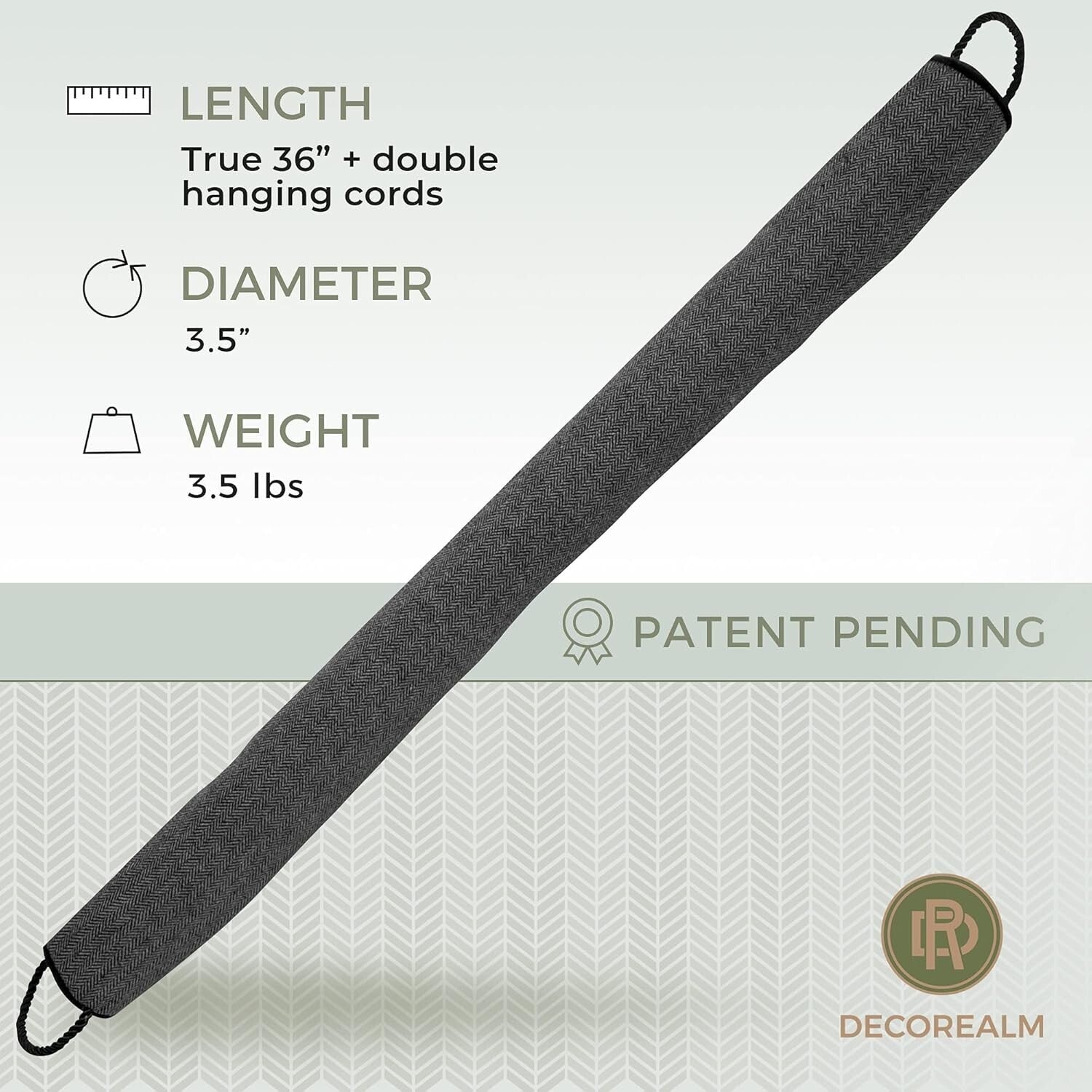 Designer Draft Blocker with Dual Satin Handles - 36" Home Insulation Solution