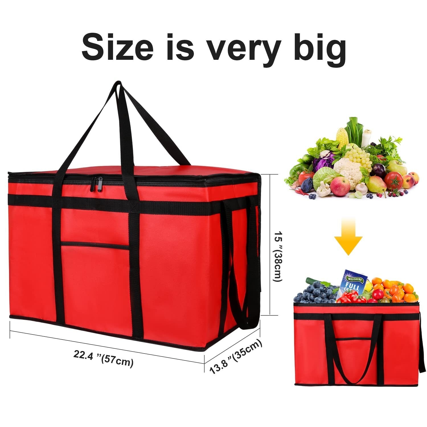 Spacious 4 Pack XXXL Food Delivery Bags - Durable & Eco-Friendly Solution