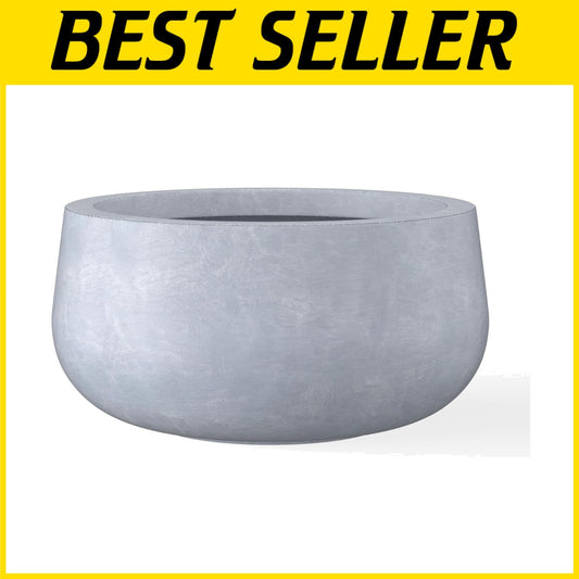 Chic 15.7" Diameter Concrete Plant Pot with Smooth Finish - Perfect for Gardens