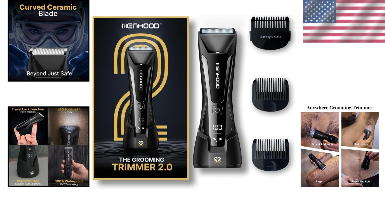 All-in-One Body & Groin Trimmer 2.0 - Ceramic Heads, Shower-Friendly & Reliable