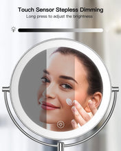 Load image into Gallery viewer, Modern 9-Inch Wall Mounted Magnifying Mirror with 3 Color Lighting Modes