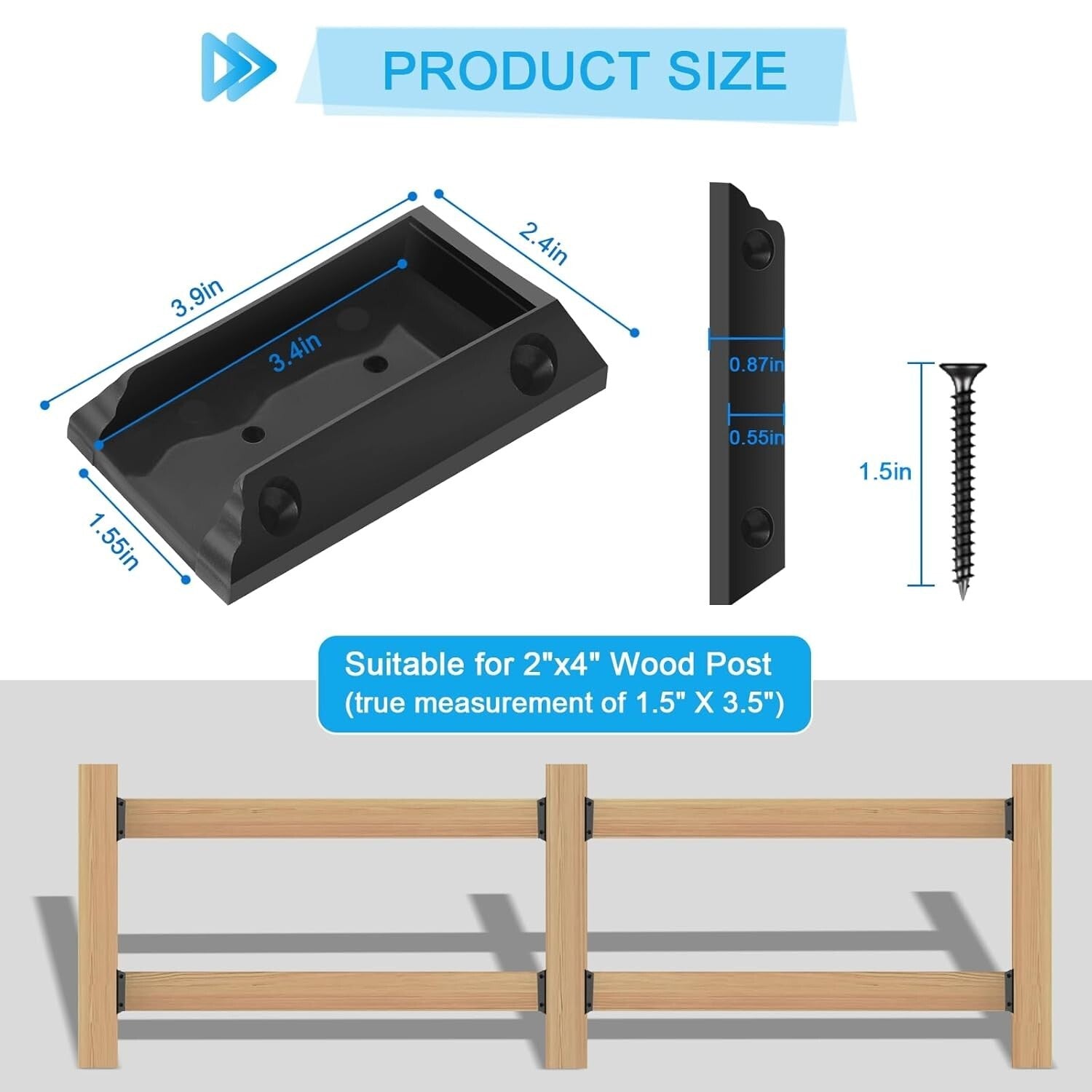 30 Deck Railing Brackets for 2x4 Wood Posts - Easy DIY Installation Included