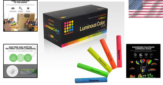 Vivid 72 Pcs Luminous Chalk - Dustless, Non-Toxic & Perfect for All Ages