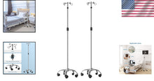 Load image into Gallery viewer, Stainless Steel IV Stands with Mobile Casters &amp; Hooks - 2 Pack for Convenience