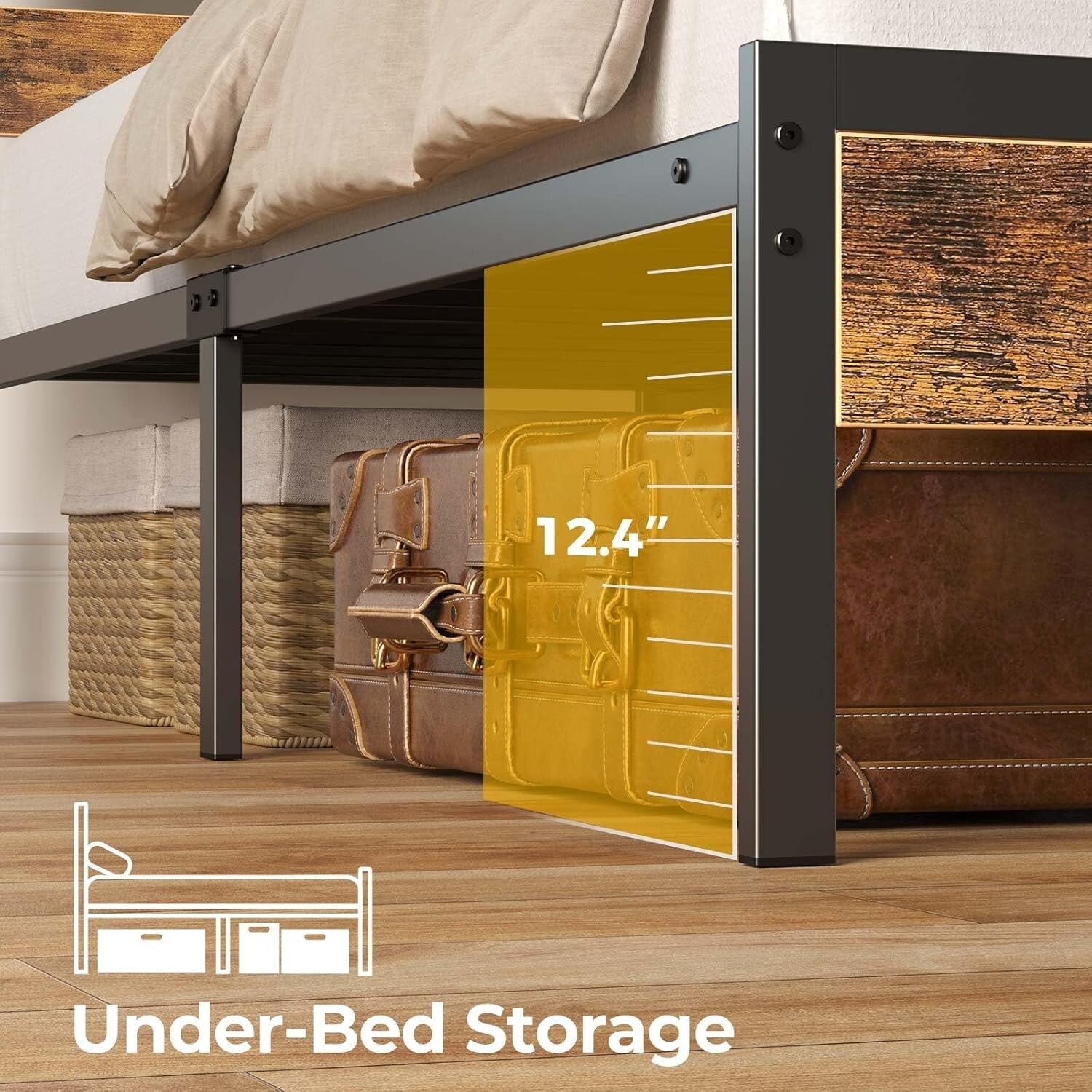 Multi-Functional King Bed Frame with USB Ports, LED Lights & Storage Solutions